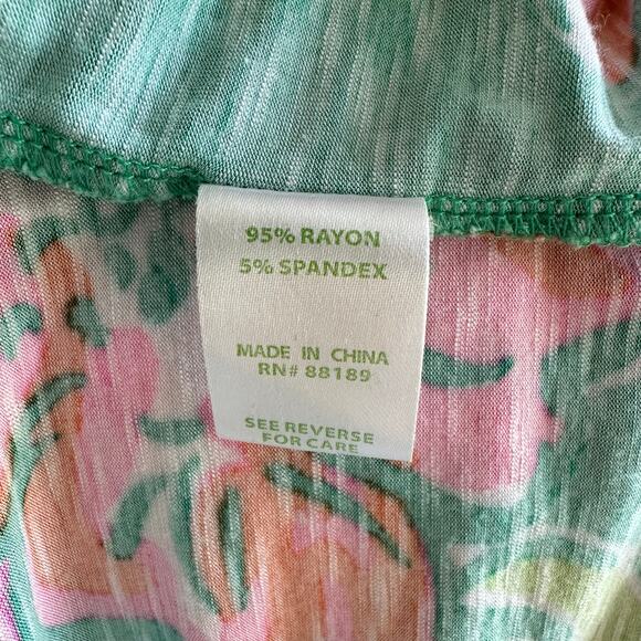 Lilly Pulitzer Cara Spearmint Green Pink Floral Dropped Waist Dress XS - Picture 7 of 7